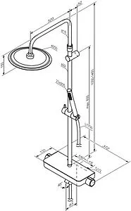Душевая система со смесителем для ванны Damixa Scandinavian Pure чёрный матовый 936730300, 2