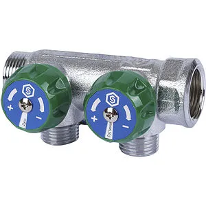 Коллектор регулирующий проходной 2 отвода ¾"в/н x ½"к Stout SMB-6850-341202 Коллектор регулирующий проходной 2 отвода ¾"в/н x ½"к Stout SMB-6850-341202, 5