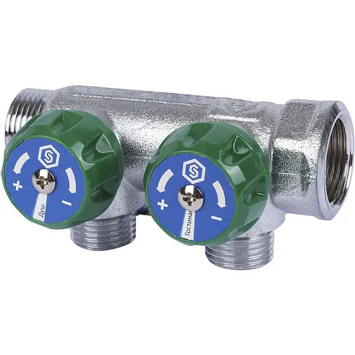 Коллектор регулирующий проходной 2 отвода ¾&quot;в/н x ½&quot;к Stout SMB-6850-341202