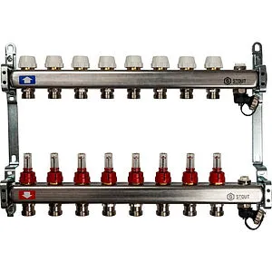 Группа коллекторная с расходомерами 11 отводов 1&quot;в/в x ¾&quot;ек Stout SMS-0927-000011, 1