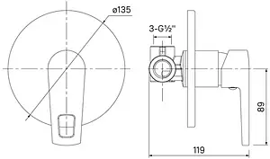 Смеситель для душа скрытого монтажа IDDIS Runo хром RUNSB00i66, 2