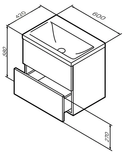 Тумба под умывальник подвесная Am.Pm Gem 60 графит матовый M90FHX06022GM