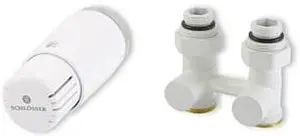 Узел нижнего подключения радиатора прямой с термоголовкой ¾"ек x ¾"ек (½"н) Schlosser Standard белый 600800055 Узел нижнего подключения радиатора прямой с термоголовкой ¾"ек x ¾"ек (½"н) Schlosser Standard белый 600800055, 1