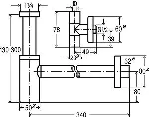 Сифон бутылочный для раковины Viega хром 492489, 2
