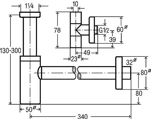 Сифон бутылочный для раковины Viega хром 492489 Сифон бутылочный для раковины Viega хром 492489
