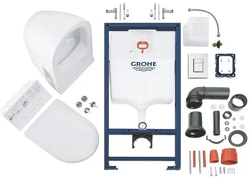 Комплект 5 в 1 Grohe Solido Perfect 39186000 с кнопкой Skate Cosmopolitan хром глянцевый