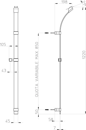 Душевая стойка Bossini Flat хром D45002.030