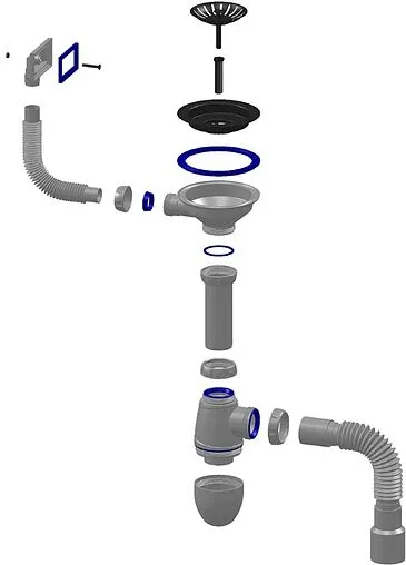 Сифон бутылочный для мойки с переливом Unicorn B425 Сифон бутылочный для мойки с переливом Unicorn B425