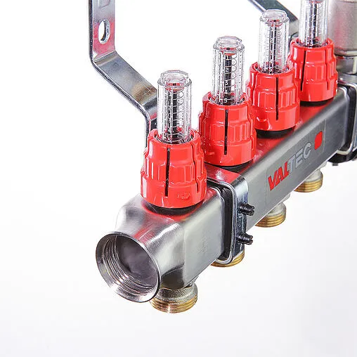 Группа коллекторная с расходомерами 10 отводов 1&quot;в/в x ¾&quot;ек Valtec VTc.586.EMNX.0610