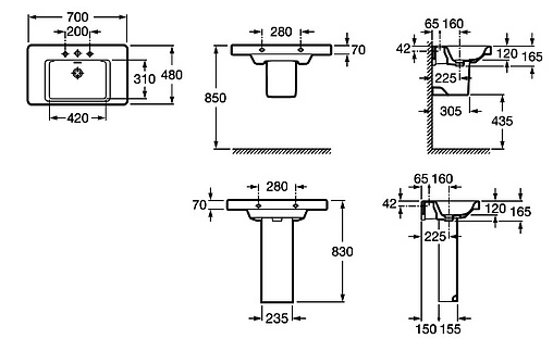 Раковина Roca Khroma 70 белый 327651000