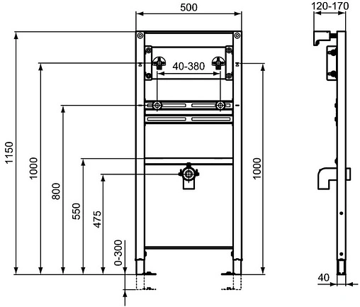 Инсталляция для раковины Ideal Standard Prosys R016167