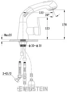 Смеситель для кухни с выдвижным изливом Ewigstein топаз 37735183 топаз, 2