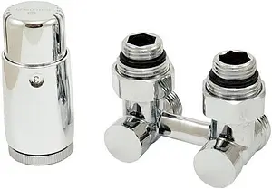 Узел нижнего подключения радиатора угловой с термоголовкой ¾"ек x ¾"ек (½"н) Schlosser Standard хром 600800058 Узел нижнего подключения радиатора угловой с термоголовкой ¾"ек x ¾"ек (½"н) Schlosser Standard хром 600800058, 1