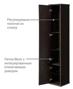 Шкаф-пенал подвесной Roca America 36 R дуб тёмный ZRU9302956, 3