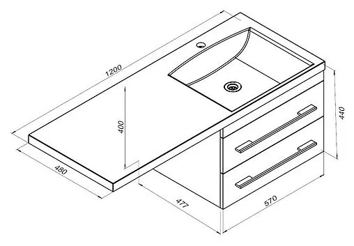 Раковина Aquanet Нота 120 R белый НФ-00014537