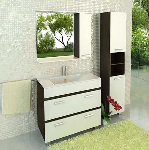 Тумба-умывальник напольная Comforty Манчестер 90 белый/венге 00004152037CF