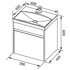 Тумба под умывальник Aquanet Палермо 60 белый 00203934, 2