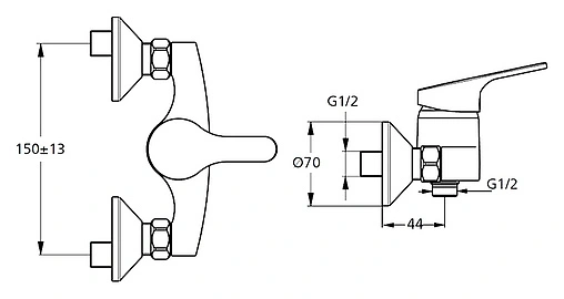 Смеситель для душа Ideal Standard Slimline II хром B9087AA Смеситель для душа Ideal Standard Slimline II хром B9087AA