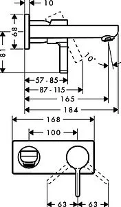 Смеситель для раковины из стены Hansgrohe Metris S хром 31162000 Смеситель для раковины из стены Hansgrohe Metris S хром 31162000, 2