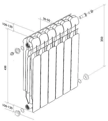 Радиатор биметаллический 6 секций Royal Thermo BiLiner 350 Silver Satin RTBSS35006