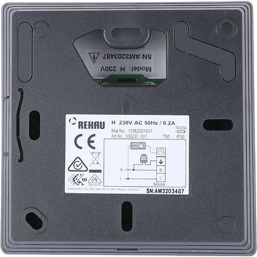 Проводной комнатный терморегулятор НЗ 230В Rehau Nea H белый 13362301001