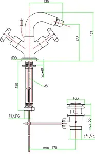 Смеситель для биде Fiore XT хром 25CR0532 Смеситель для биде Fiore XT хром 25CR0532, 2