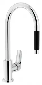 Смеситель для кухни с выдвижным изливом Nobili Nobi хром/чёрный NB84137/1CR, 1