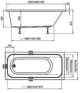 Ванна акриловая Ravak DOMINO 160x70 C621000000, 3