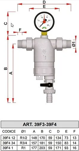 Фильтр тонкой очистки воды 1&quot;н x 1&quot;н Far FA 39F4 1100