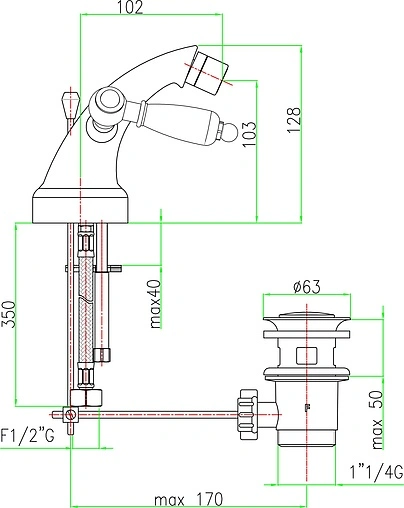 Смеситель для биде Fiore Coloniale бронза/белый 02ZZ0632