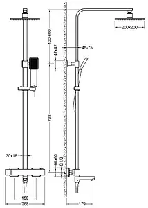 Душевая система с термостатом для ванны Timo Tetra-thermo чёрный матовый SX-0169/03 Душевая система с термостатом для ванны Timo Tetra-thermo чёрный матовый SX-0169/03, 2