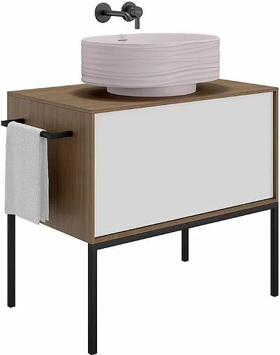 Тумба под умывальник Kerama Marazzi Atollo 80 белый матовый/дерево AT.80\WHT.M