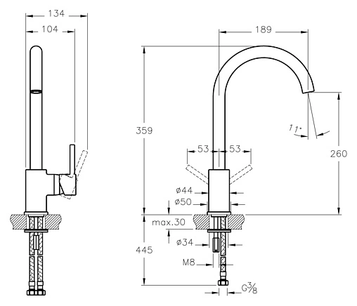 Смеситель для кухни VitrA Minimax S хром A42091EXP