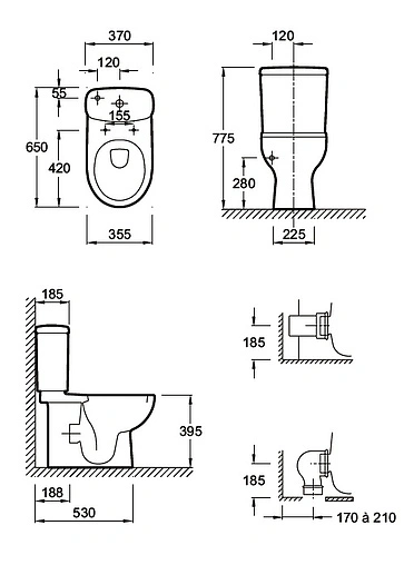Чаша унитаза Jacob Delafon Panache белый E1370-00 Чаша унитаза Jacob Delafon Panache белый E1370-00