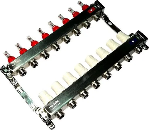Группа коллекторная с расходомерами 8 отводов 1&quot;в/в x ¾&quot;ек Uni-fitt OPTIMAL 450B4308.RU