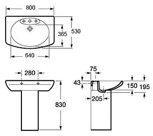 Раковина Roca Dama senso 80 белый 327510000 Раковина Roca Dama senso 80 белый 327510000, 3