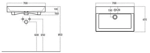 Раковина Sanovit Slim Synergy 70 белый 17070-KL