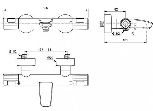 Термостат для ванны Ideal Standard Ceratherm T100 хром A7238AA