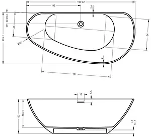 Ванна отдельностоящая из искусственного камня Riho Granada 190x90 L белый B122001105, 2