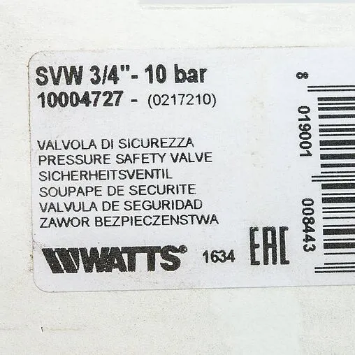 Клапан предохранительный ¾&quot; 10 бар WATTS SVW 10 10004727