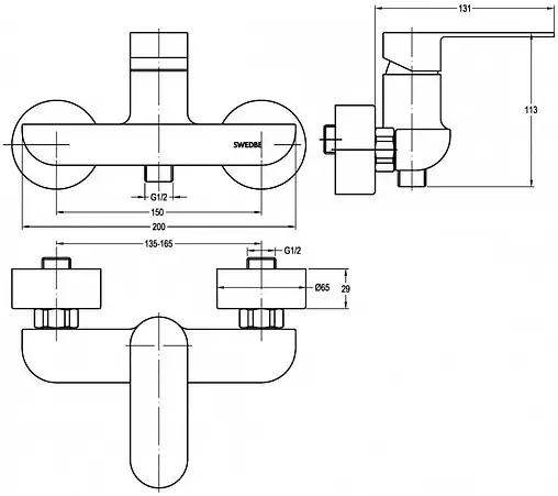Смеситель для душа Swedbe Vulcan хром 1120