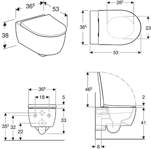 Комплект 5 в 1 Geberit iCon №1 500.362.TC.I Комплект 5 в 1 Geberit iCon №1 500.362.TC.I