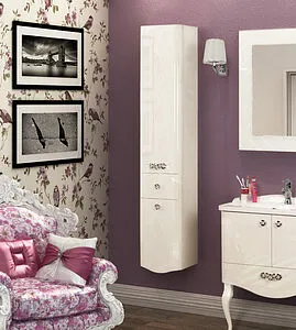 Шкаф-пенал подвесной с бельевой корзиной Aquaton Венеция 35 L белый 1A151003VN01L Шкаф-пенал подвесной с бельевой корзиной Aquaton Венеция 35 L белый 1A151003VN01L, 3