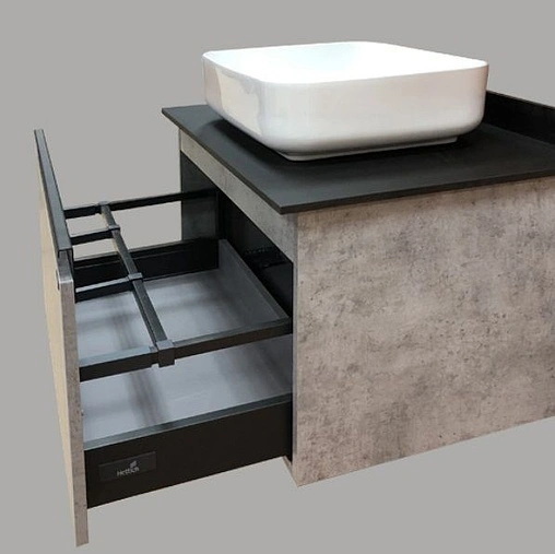 Тумба-умывальник подвесная Comforty Эдинбург 75 бетон светлый/чёрный 00004149066CF