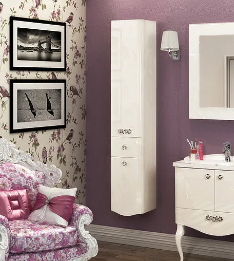 Шкаф-пенал подвесной с бельевой корзиной Aquaton Венеция 35 L белый 1A151003VN01L