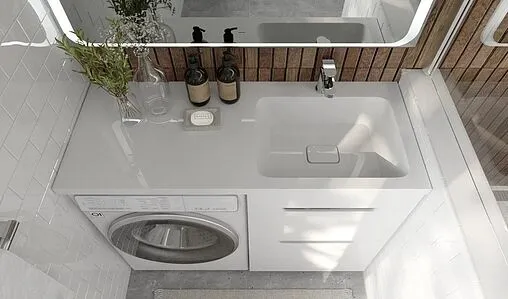 Тумба-умывальник напольная над стиральной машиной Raval Forte 120 R белый For.01.120.R/N/W+4627173210010