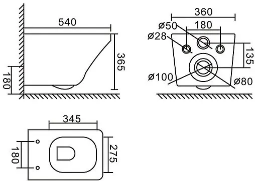 Комплект 5 в 1 BelBagno Sela BB3201CHR-MB/BB3201SC-MB/BB002-80/BB007-PR-NERO.M с кнопкой черный матовый