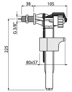 Заливной клапан для бачка ⅜" латунь боковой AlcaPlast A16-⅜" Заливной клапан для бачка ⅜" латунь боковой AlcaPlast A16-⅜", 2