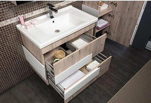 Тумба-умывальник Aquanet Мадейра 80 дуб кантри/белый 00183071+00182324