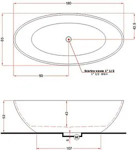 Ванна отдельностоящая из искусственного камня Treesse Carezza 180x85 матовый белый V308BO, 2